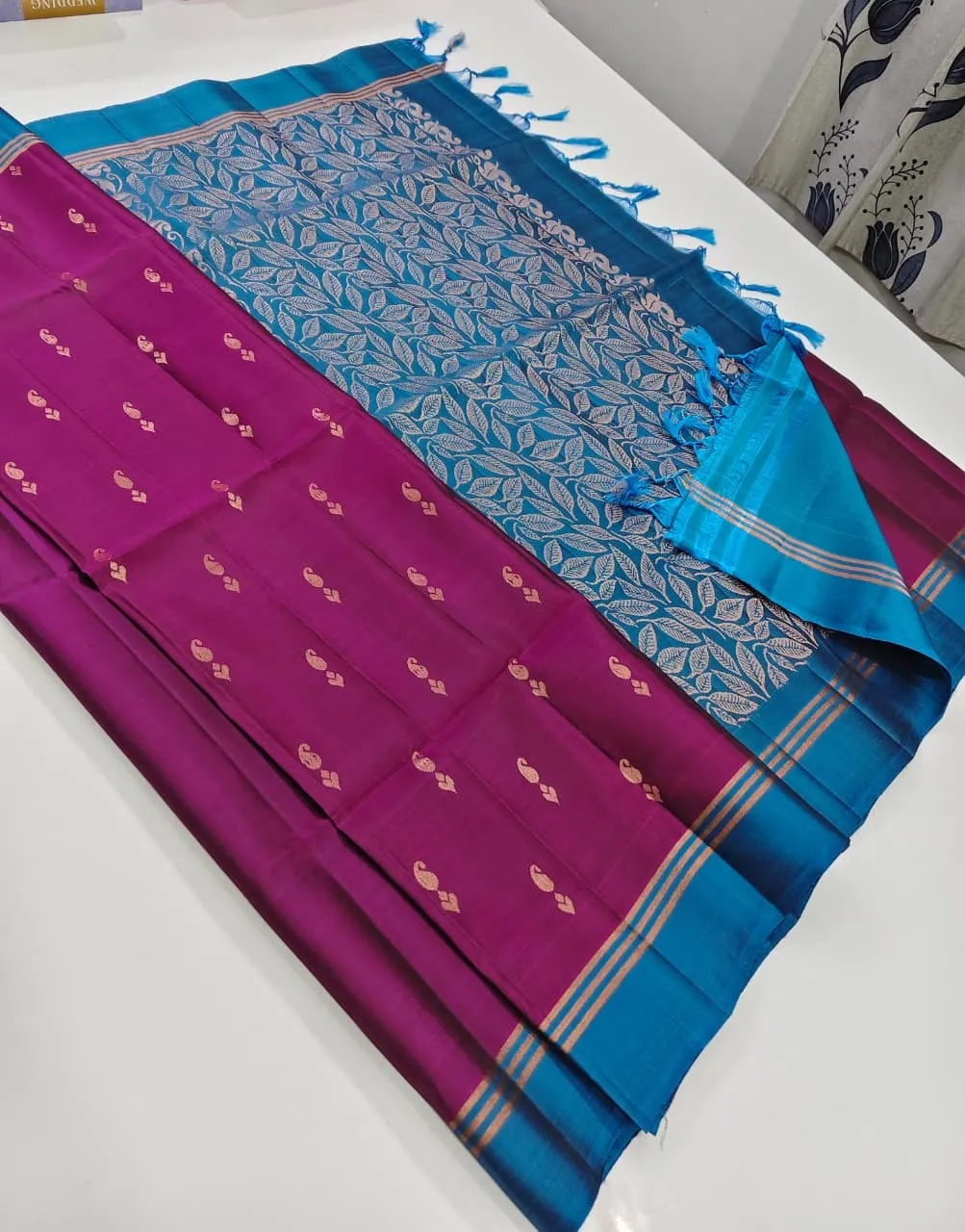 Magenta Woven Motifs and Printed Pattern Saree